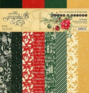 GRAPHIC 45 "MERRY & BRIGHT" 12X12 PATTERN & SOLID PAPER PACK  SCRAPJACK'S PLACE - Picture 1 of 9