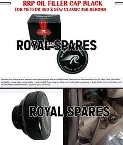 "RRP OIL FILLER CAP, BLACK" Fit For Royal Enfield Meteor 350 & New Classic 350 - Picture 1 of 12