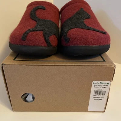 LL Bean Daybreak Scuffs Mujer 8 Med Rojo Gato Sin Cordones Casa Zapatillas Forradas Foto 1 de 4