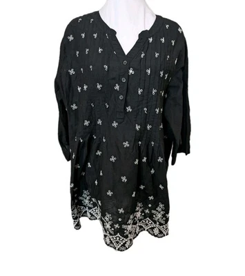 Camisa túnica pintuck bordada con ojales talla grande 18 20 Woman Within Foto 1 de 4