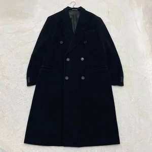 Giorgio Armani Cashmere Angora Double Chest Coat 2XL Black Wool Insulated - Picture 1 of 8