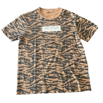 True Religion Mens Small Main Logo Box Brown and black pattern T-Shirt   - Image 1 of 4