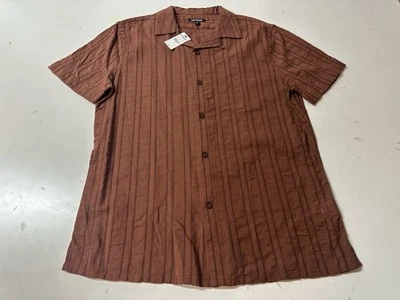 Express Mens Brown Embroidered 100% Cotton Button Up Shirt - Men’s Size S - NWT! - Image 1 of 4