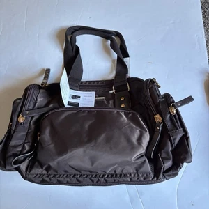 NWT Adrienne Vittadini Brown Nylon Duffle Handbag/Shoulder Bag Large - Picture 1 of 8