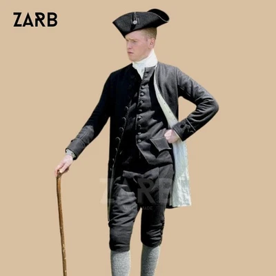 18th Century Colonial Black Wool Tailcoat Men’s Historical Reenactment Coat - Image 1 of 4