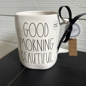 Rae Dunn GOOD MORNING BEAUTIFUL Flower Coffee Tea Hot Chocolate Mug Cup Gift NEW - Picture 1 of 7