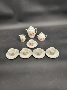 Antique Victorian German Transfer Childs Porcelain Tea Set Complete 15 Pieces - Picture 1 of 24