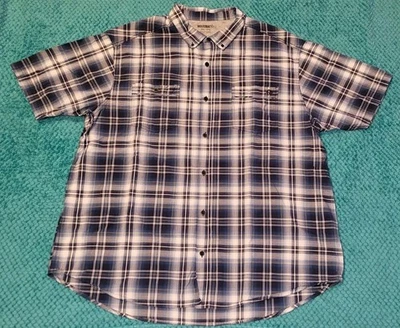 Wolverine Mens 3XL Buttondown Blue Plaid Short Sheeve Shirt Ex Cond - Image 1 of 4