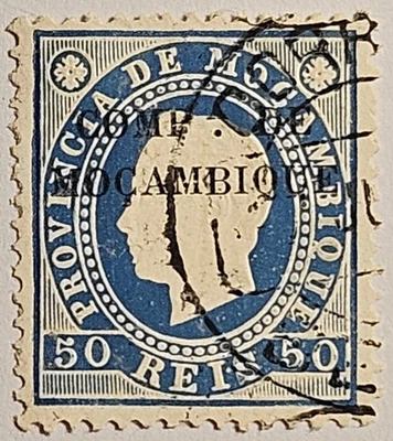 Mozambique, 1886, 50 Reis, Sello Usado, Edición Rey Luis I, #41, ENVÍO RÁPIDO Y GRATUITO Foto 1 de 4