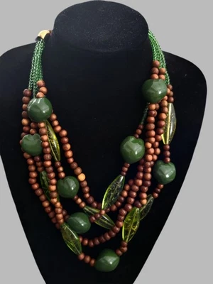 Joan Rivers Signed Five Strand Woodland Themed Necklace - Image 1 of 4