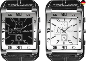 JewelryWe Herrenuhr Analog Quarz Armbanduhr Herren Klassische Retro Rechteckig - Bild 1 von 7