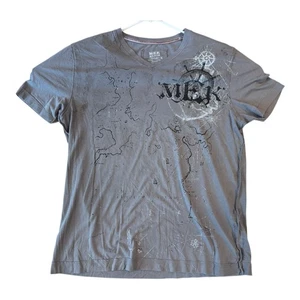 MEK Denim Para Hombres XL Gráfico Camiseta Estampado Brújula Gris Cuello en V Algodón Camiseta - Imagen 1 de 7