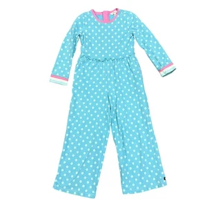 Matilda Jane Wonderment Girls Blue Polka Dot Long Sleeve Jumpsuit Size 10 - Picture 1 of 6