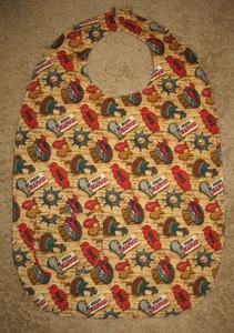 Delantal pequeño hecho a mano grande babero adulto alrededor del cuello mariscos pájaros un bolsillo - Imagen 1 de 3