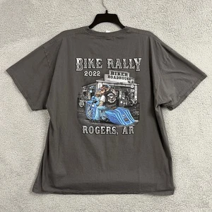 Bike Rally T-Shirt Herren 3X Grau Kurzarm Doppelseitig HAWG Biker - Bild 1 von 20
