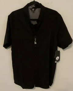 Volcom Everett Oxford SS Button Down Shirt Large Original Black - New - Picture 1 of 3