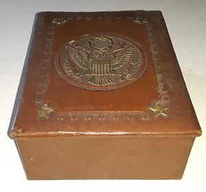 Caja de archivos de cuero vintage TRU VUE - Imagen 1 de 5