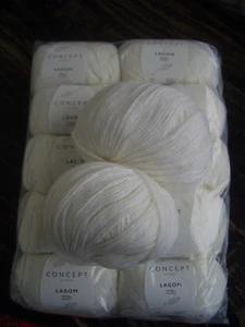 5 x 50g  LAGOM KATIA 200m/50g   200 m/50 g    Merino/Baumwolle Col 113 naturweiß - Bild 1 von 2