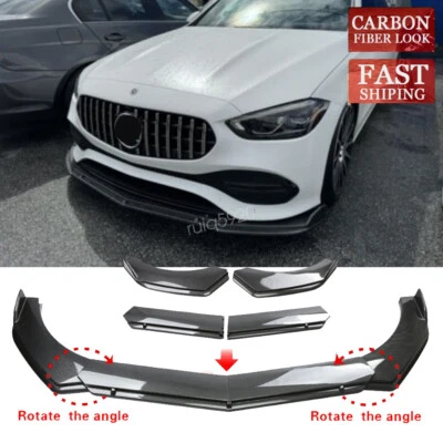 Carbon Style For Mercedes-Benz C200 C300 V Style Front Bumper Lower Lip Spoiler Foto 1 de 4