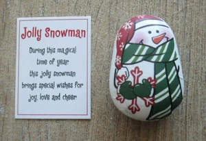 EE4 snowflake Christmas Jolly Snowman faux stone mini figurine Ganz love cheer - Picture 1 of 4