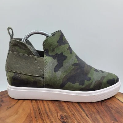 Steve Madden Shane Shoes Womens 9M Green Suede Camo Pull On Hidden Wedge Sneaker - Image 1 of 4