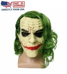 Joker Horror Clown Cosplay Latex Full Head Mask Scary Halloween Party Costume US - Picture 1 of 5