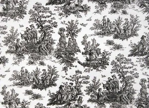 100% Cotton Jamestown Toile Fabric - Black/White - $9.95 Flat Rate Shipping - Picture 1 of 7