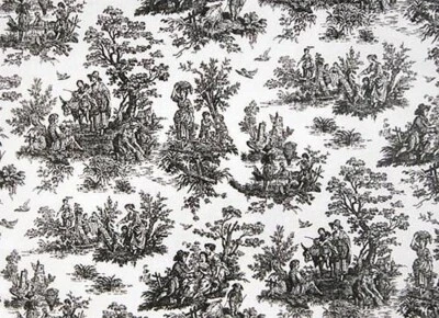 100% Cotton Jamestown Toile Fabric - Black/White - $9.95 Flat Rate Shipping - Image 1 of 4