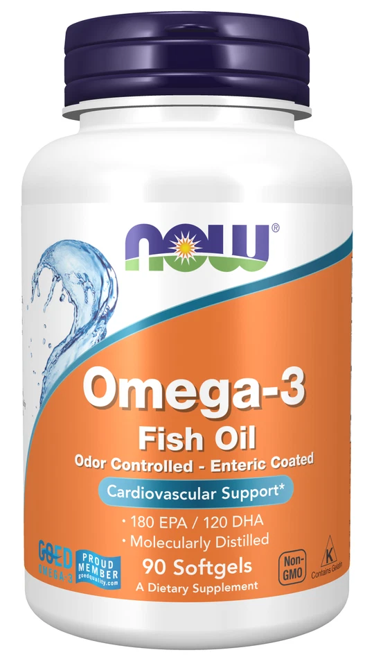 NOW FOODS Omega-3 Molecularly Distilled & Enteric Coated - 90 Softgels - 03/2026 - Image 1 of 1