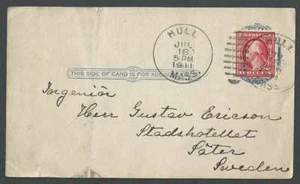 1911 Foreign Usages UX21 W/2c Carmine To Sweden - Picture 1 of 1