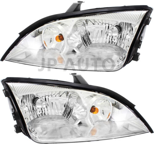 Fits 05-07 Ford Focus ZX4 ST Replacement Chrome Clear Headlights 