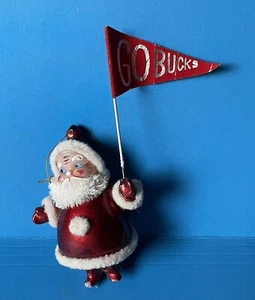 Vintage Ohio State Buckeyes decorazione natalizia OSU Go Bucks Babbo Natale mini bandiera - Foto 1 di 14
