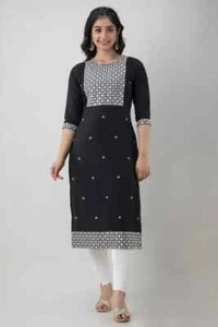 Vestido Kurta recto de rayón bordado indio para mujeres paquistaní - Imagen 1 de 9