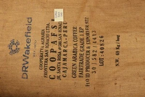 Peruvian Hessian Coffee Sack 048 Previously Held Green Beans Many Uses 048 - Picture 1 of 3