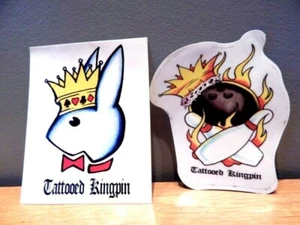 Nos 90s Tatuaje Kingpin Tatuaje 2 Pegatinas Flash Alambre de Púas Bowling Crown Bunny - Imagen 1 de 5