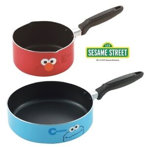 Sesame Street Saucepan & Frying Pan Elmo and Cookie Monster Design from japan