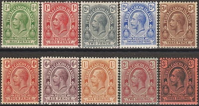 EDSROOM-18333 Islas Turcas y Caicos 25-30, 32-35 H & HR 1913-16 GV $62,25 Foto 1 de 2