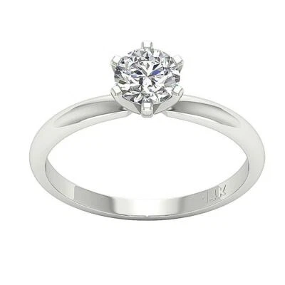 I1 H 1.00 Ct Natural Diamond Solitaire Engagement Ring Prong Set 14K White Gold - Image 1 of 4