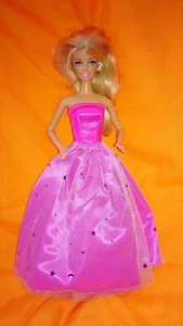Barbie Puppen Kleid Glitzer Pink Sternentaler Prinzessin Ballkleid Braut K48 - Bild 1 von 2