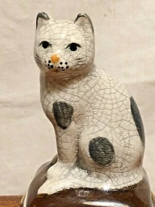 Vintage Lidded Takahashi Porcelain Crackle Kitty Cat Jewelry Trinket Box Japan - Picture 1 of 9