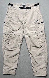 REI Shara Pants Women Sz 14P Tan Convertible Hiking Cargo Leg Zip Belted Pockets - Picture 1 of 13