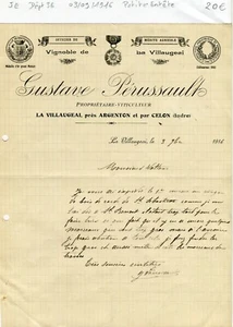 Dépt 36 - La Villaugeai près Argenton - Petite Entête Domaine du Vin 09/09/1916 - Picture 1 of 1