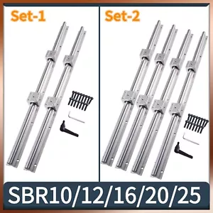 SBR16/10/12/20/25 Linear Guide Slide Rail + sbr10/12/16/20/25UU Linear Block - Picture 1 of 18