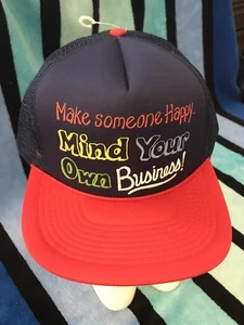 Cappello snapback NOS vintage MIND YOUR OWN BUSSINESS novità camionista rete - Foto 1 di 5