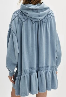 Vestido Free People XS Acogedor Mini Sudadera con Capucha Bordada Pullover De Gran Tamaño Foto 1 de 4
