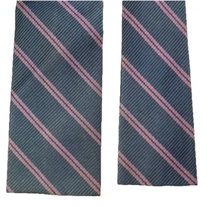 Vintage 1950s Square End Men’s Repp Silk Tie 2.25x54.25” Blue, Brown Striped EUC - Picture 1 of 4