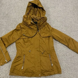 ZARA BASIC Coat Womens Medium Brown Hooded Lightweight Jacket Parka Full Zip - Picture 1 of 9