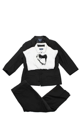 Conjunto de traje de 4 piezas blazer de manga larga negro de dos botones talla 8 de Andy & Evan para niños Foto 1 de 3