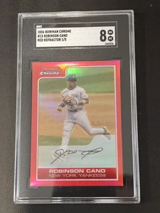 2006 Bowman Chrome Red Refractor /5 Robinson Cano SGC 8 Yankees 🔥  - Picture 1 of 2