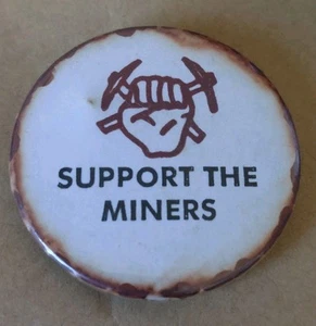 Vintage 1980s Campaign Pin Badge SUPPORT THE MINERS, NUM MINER'S STRIKE, Union - Picture 1 of 2